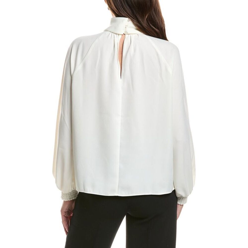 Brooks Brothers Womens High Neck Blouse, White - Picture 2 of 3